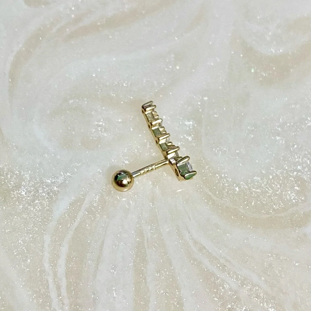Elegant Gold and zircon cartridge Stud Earring